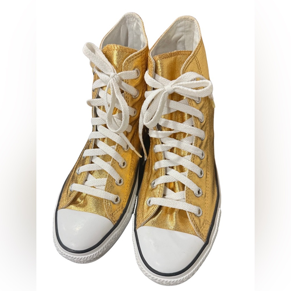 Shimmering Gold High-Top Sneakers